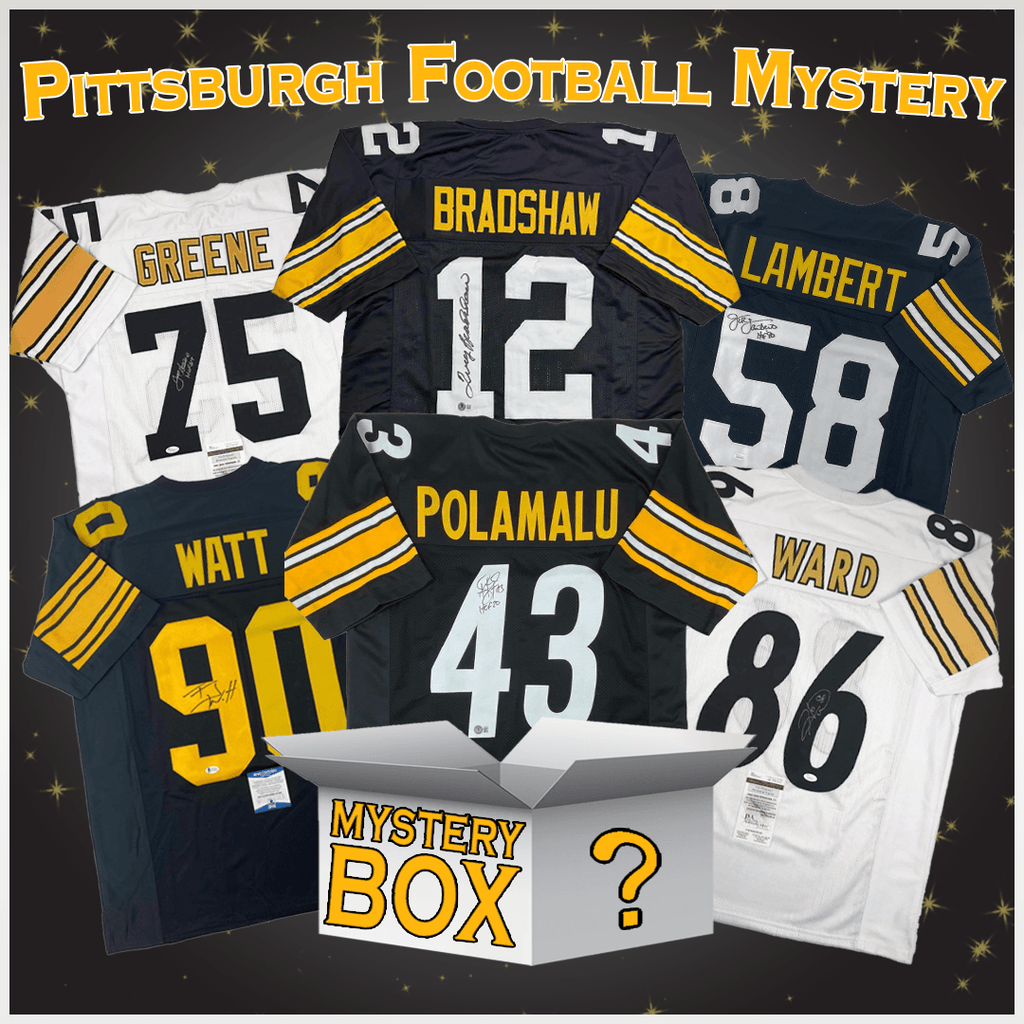 Autographed/Signed Pittsburgh Football Jersey Mystery Box with PSA JSA or Beckett COA