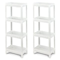 2 Packs 4-Tier Detachable Slim Storage Cart with Drainage Holes for Small Space-White