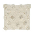 Fennco Styles Pom Pom Diamond Decorative Throw Pillow Cover 18" W x 18" L - Ivory Square Cushion Case for Home, Couch, Bedroom, Living Room and Office Décor