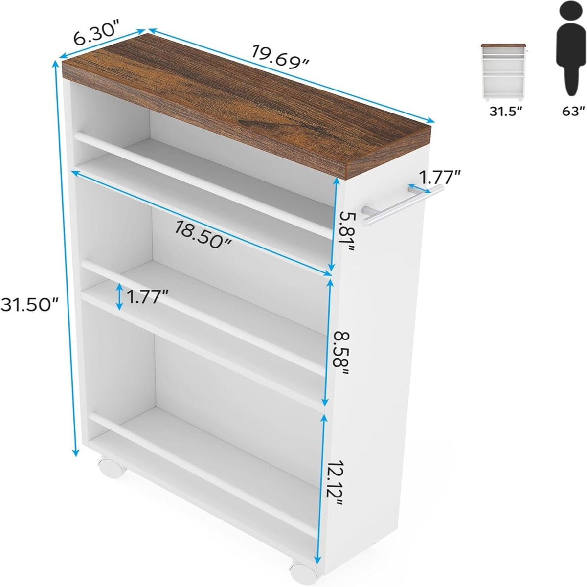 4 Tier Narrow Rolling Kitchen Slim Storage Cart