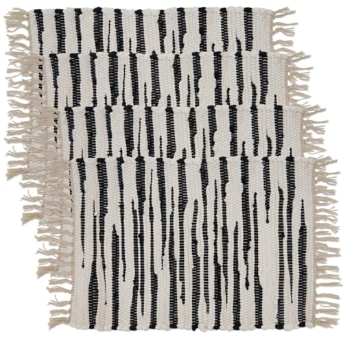 Fennco Styles Unique Chindi Design 100% Cotton Decorative Throw Pillow - Black Accent Pillow for Home, Couch, Living Room and Office Décor