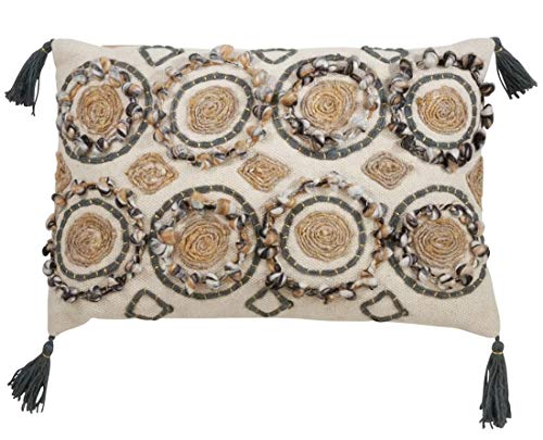 Fennco Styles Geometric Block Print Embroidered Cotton Decorative Throw Pillow - Multicolored Throw Pillow for Home, Couch, Living Room, Bedroom Décor