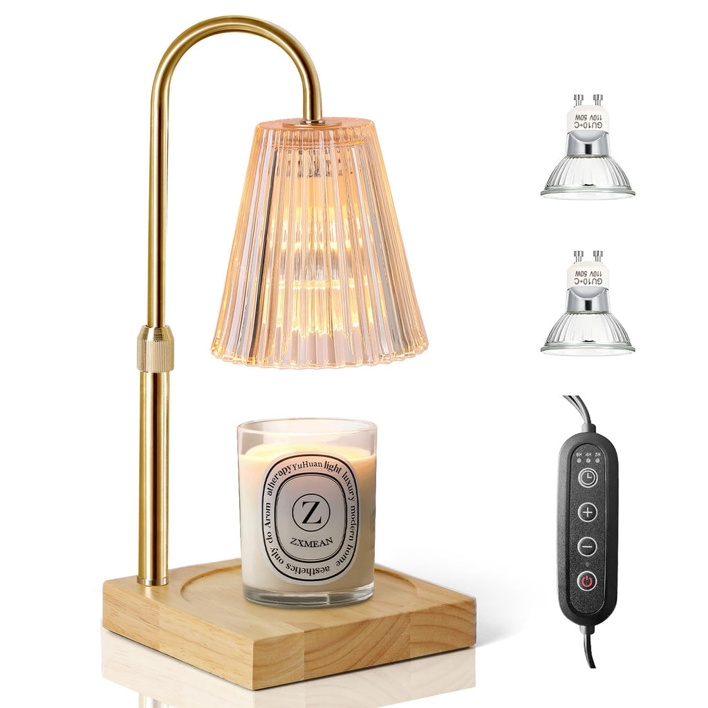 Candle Warmer Lamp with Dimmer, Adjustable Height, 2 Bulbs, Amber
