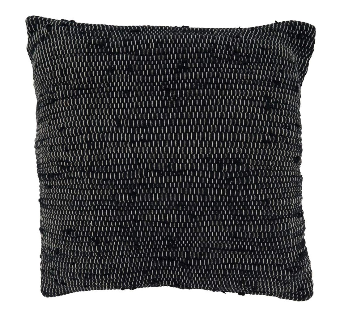 Fennco Styles Unique Chindi Design 100% Cotton Decorative Throw Pillow - Black Accent Pillow for Home, Couch, Living Room and Office Décor