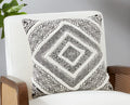 Fennco Styles Embellished Diamond Tufted Cotton Decorative Throw Pillow Cover 18" W x 18" L - Black Woven Square Cushion Case for Home, Couch, Living Room, Bedroom, Office and Holiday Décor