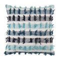 Fennco Styles Boho Striped Fringe Cotton Decorative Throw Pillow 20" W X 20" L – Blue Textured Cushion for Couch, Sofa, Bedroom, Office and Living Room Décor