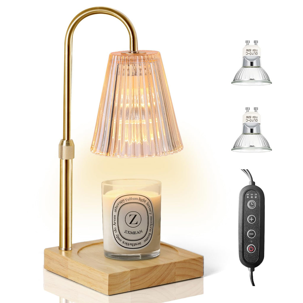 Candle Warmer Lamp with Dimmer, Adjustable Height, 2 Bulbs, Amber