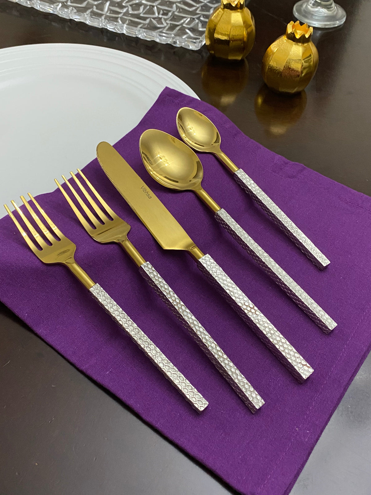Vibhsa Designer Gold Stainless Steel Flatware Set of 20 PC