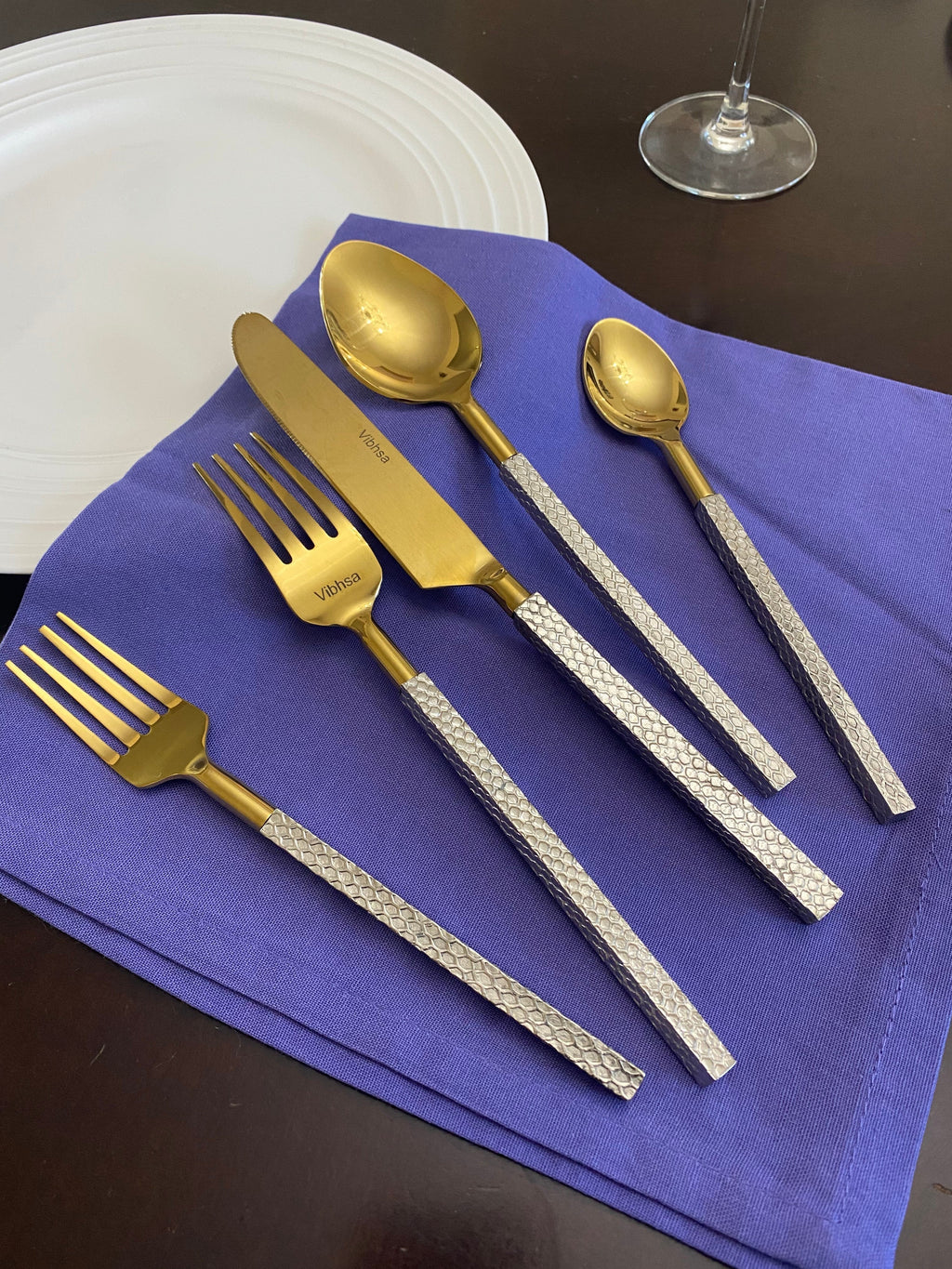 Vibhsa Designer Gold Stainless Steel Flatware Set of 20 PC