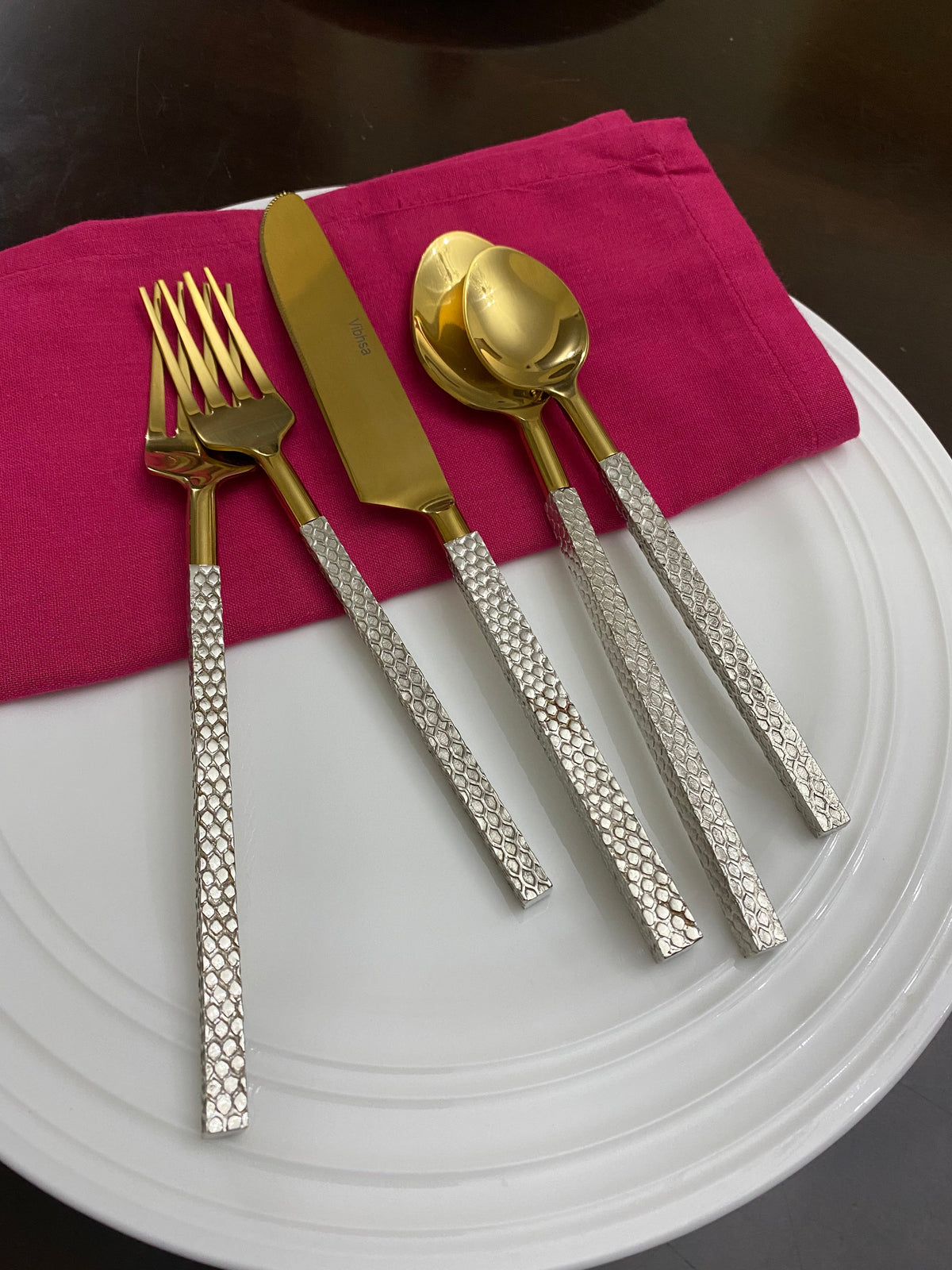 Vibhsa Designer Gold Stainless Steel Flatware Set of 20 PC