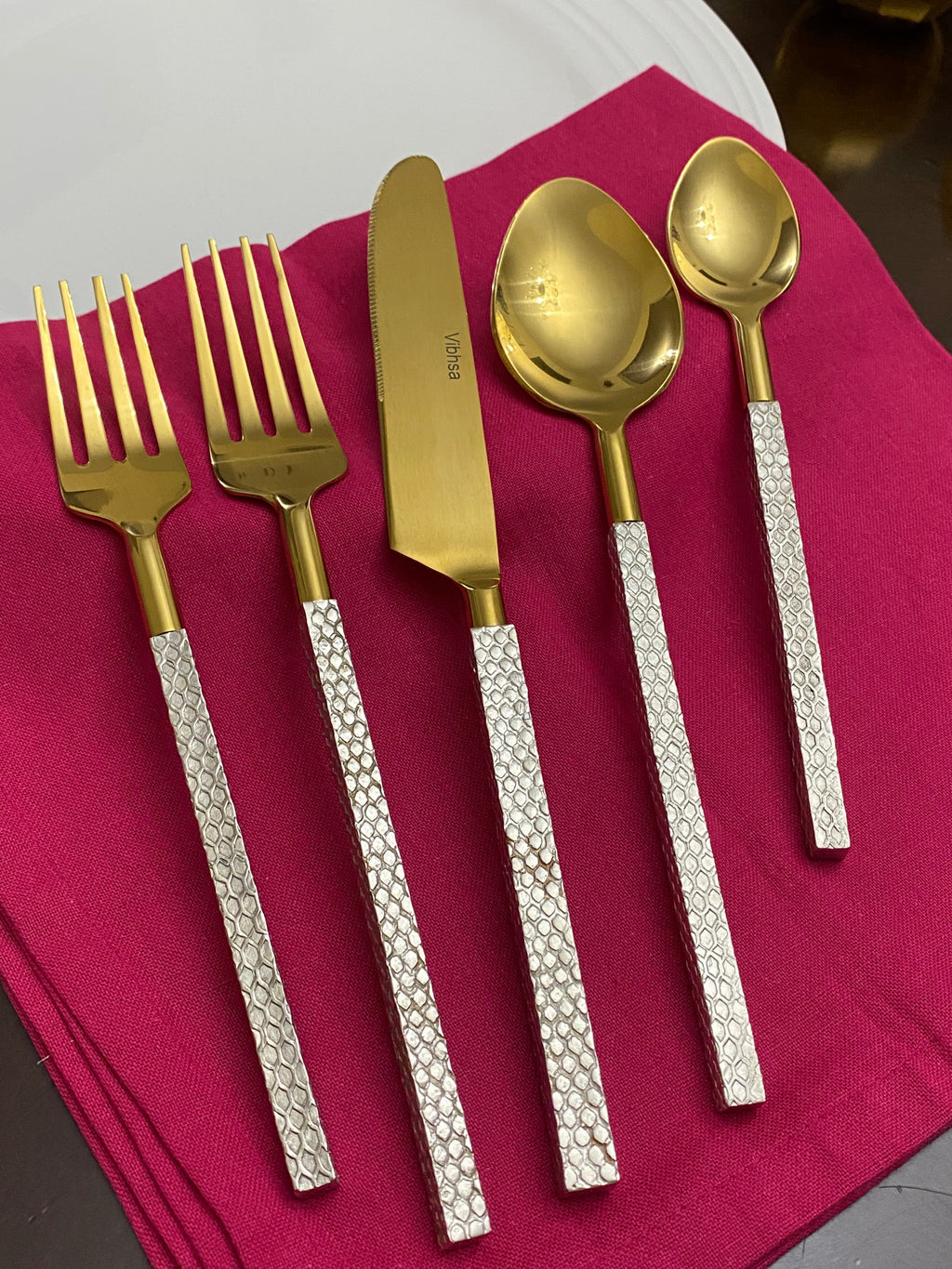 Vibhsa Designer Gold Stainless Steel Flatware Set of 20 PC