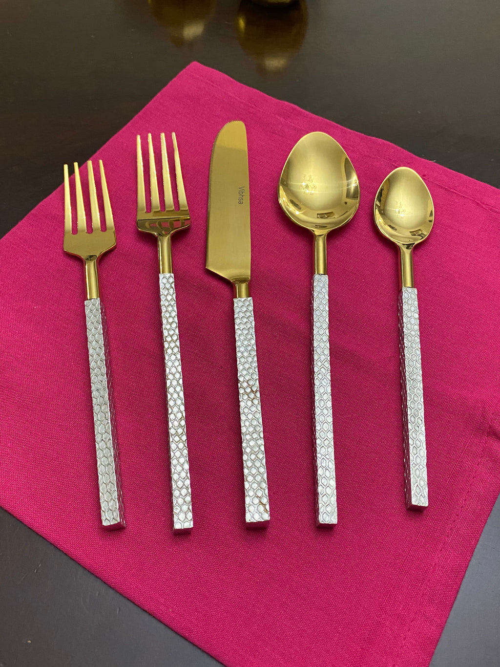 Vibhsa Designer Gold Stainless Steel Flatware Set of 20 PC