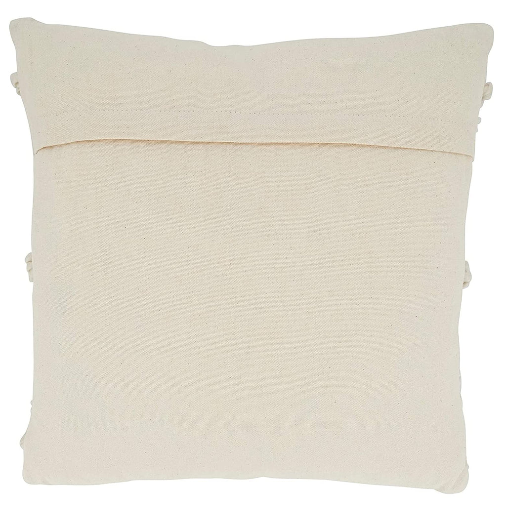 Fennco Styles Pom Pom Diamond Decorative Throw Pillow Cover 18" W x 18" L - Ivory Square Cushion Case for Home, Couch, Bedroom, Living Room and Office Décor