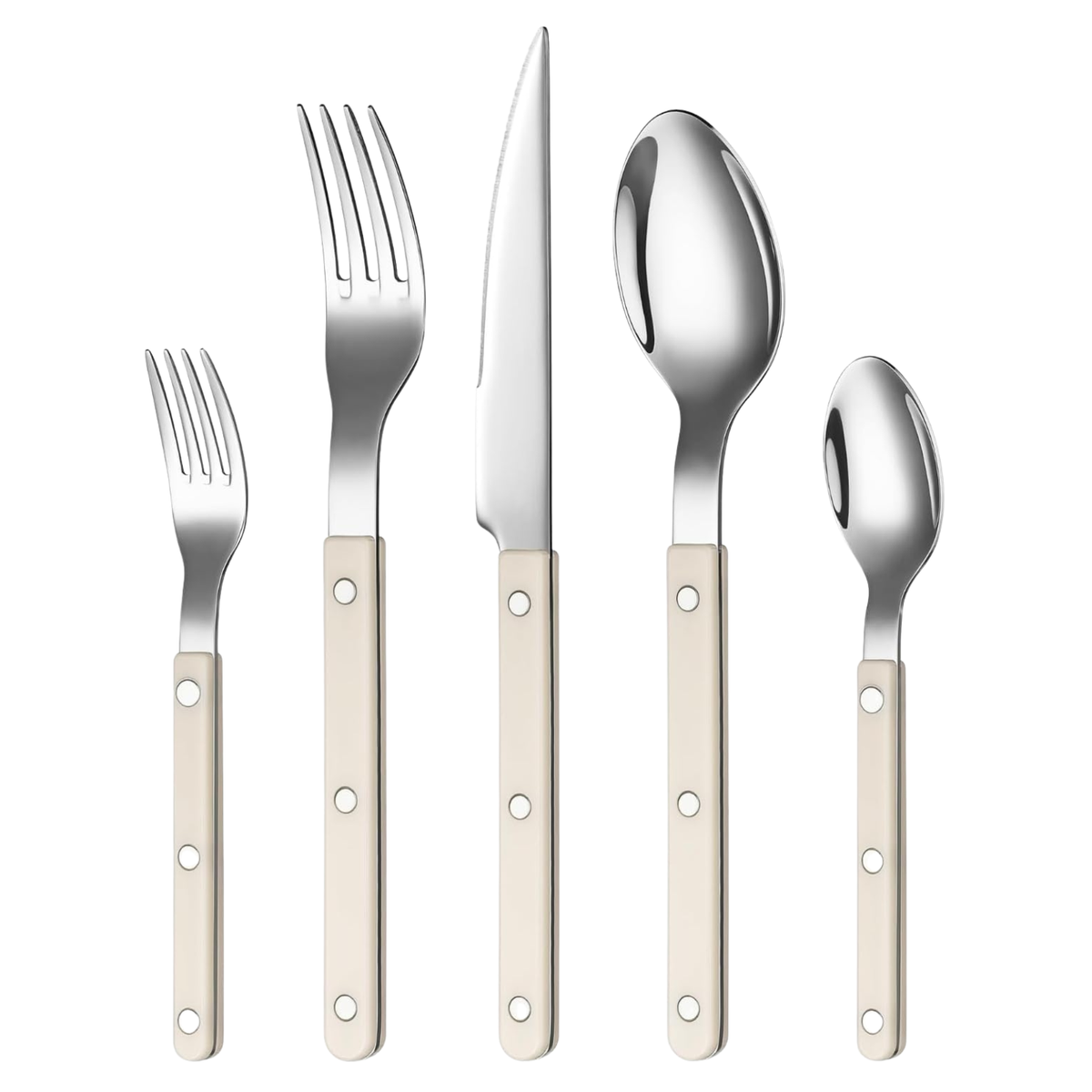 Khen Cream Cutlery Set of 20 –18/8 Stainless Steel Flatware