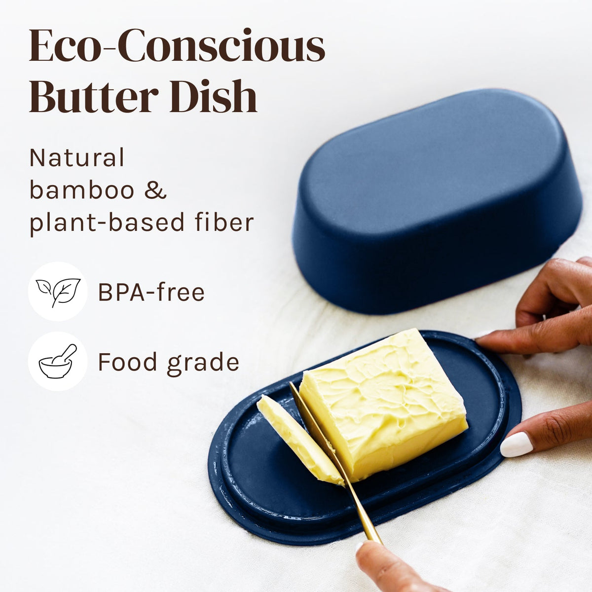 Butter Dish with Lid for Countertop – Bamboo Fiber Butter Crock