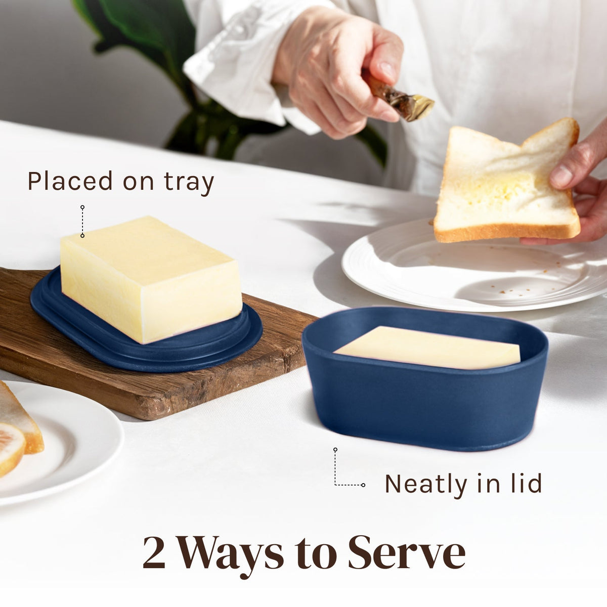 Butter Dish with Lid for Countertop – Bamboo Fiber Butter Crock