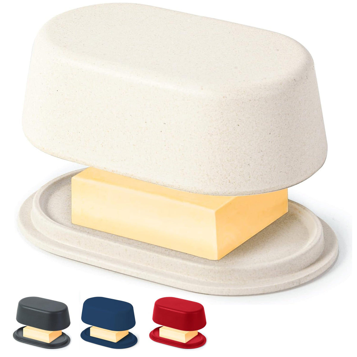 Butter Dish with Lid for Countertop – Bamboo Fiber Butter Crock