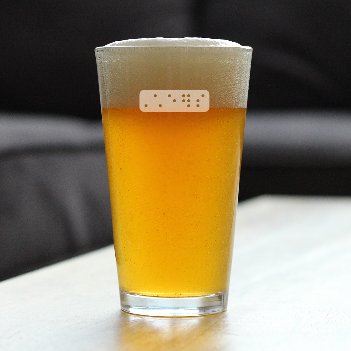 Braille Cheers Pint Glass for Beer - Fun Braille Gifts for Braille Teachers and Visually Impaired or Blind Braille Readers - 16 Oz Glasses
