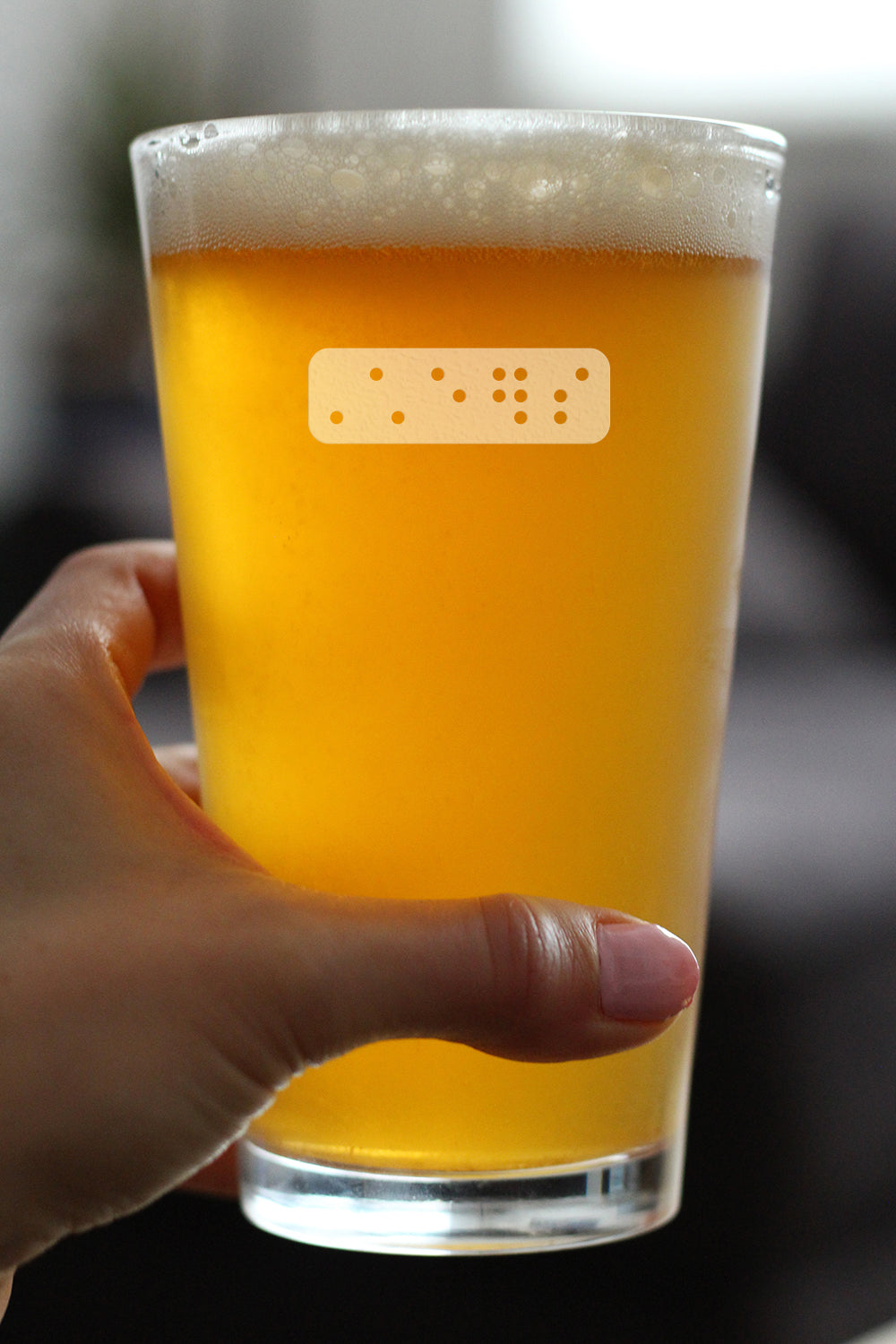Braille Cheers Pint Glass for Beer - Fun Braille Gifts for Braille Teachers and Visually Impaired or Blind Braille Readers - 16 Oz Glasses