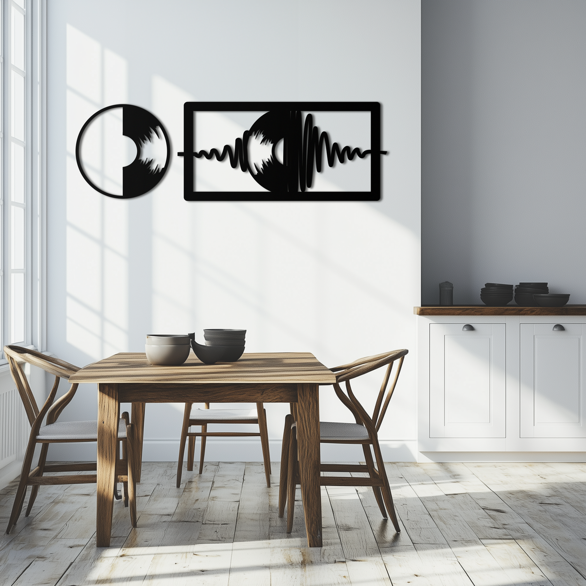 Soundwave Vinyl Record Metal Wall Art - Modern Music-Inspired Steel Wall Decor - KAF133