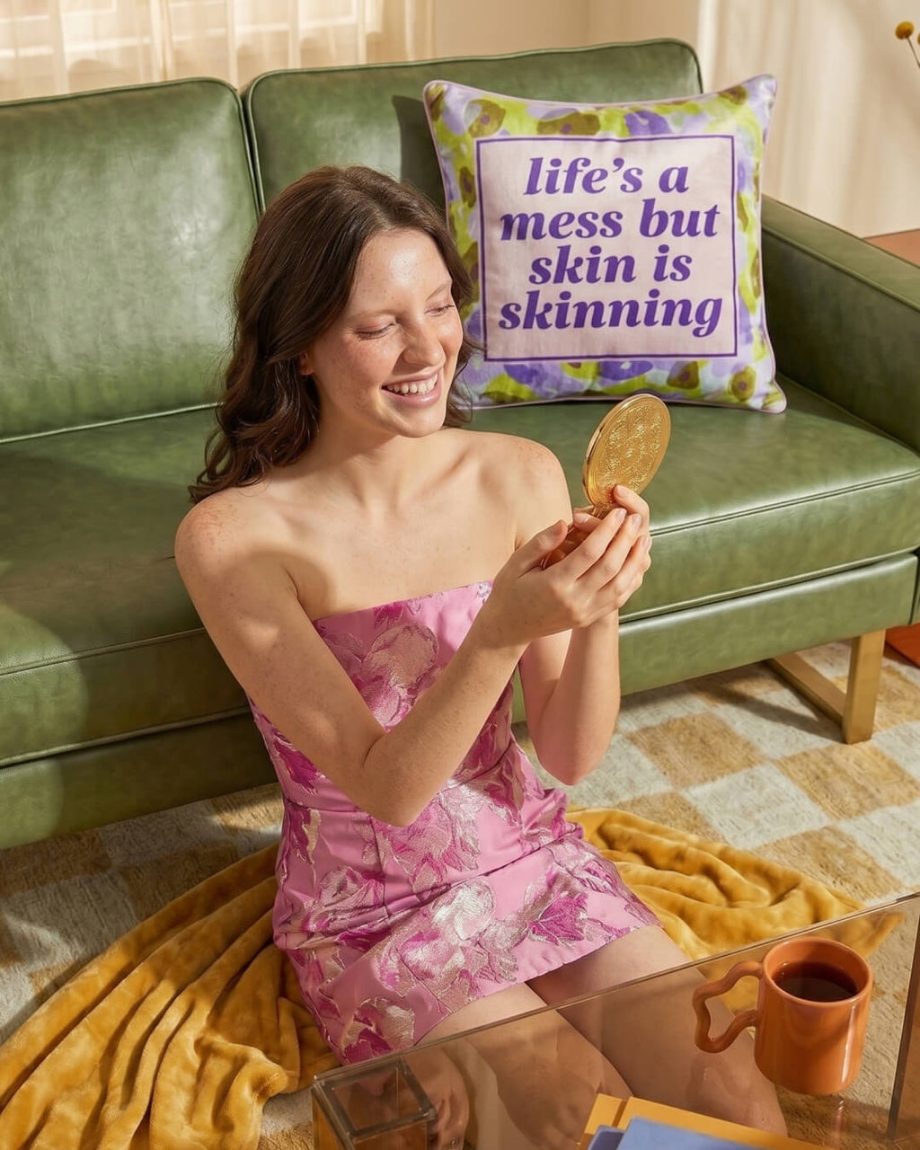 life's a mess but skin is skinning pillow