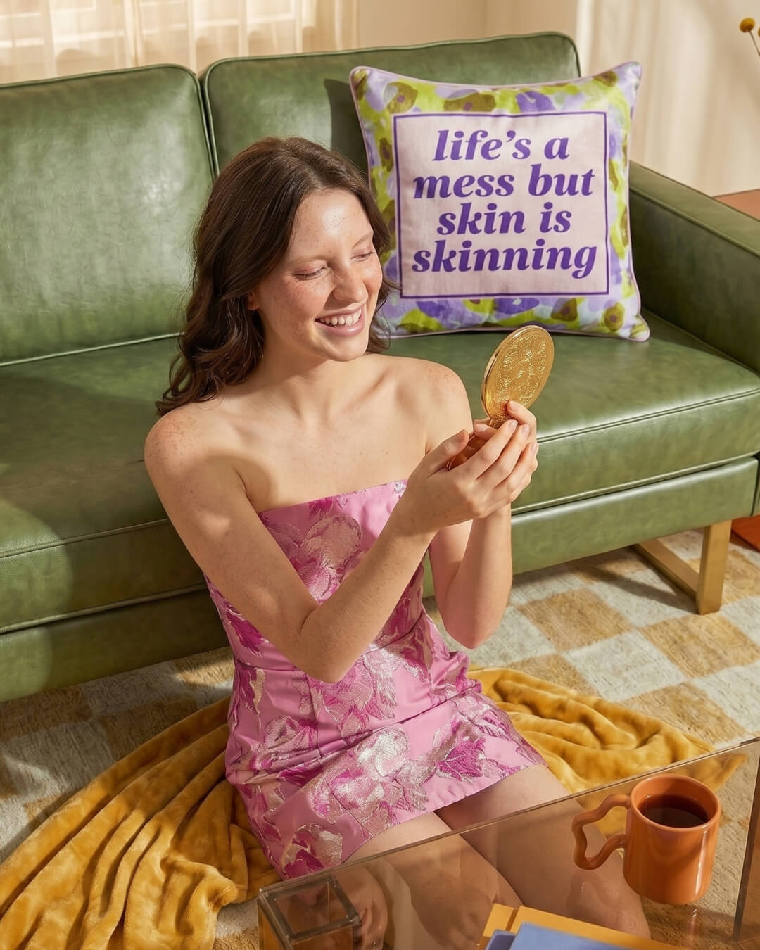life's a mess but skin is skinning pillow
