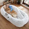Human Dog Bed – Washable Faux Fur Orthopedic Bolster Bed for People & Pets, Giant Napping Bed, 2 Sizes