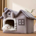 Foldable Pet Cave Kennel – Warm Suede Dog Cat House Nest Bed, Puppy Cave Sofa, 2 Colors & 2 Sizes