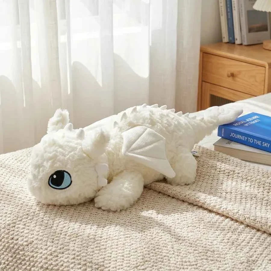 Cute White Dragon Plush Body Pillow – Soft Cartoon Dragon Cushion
