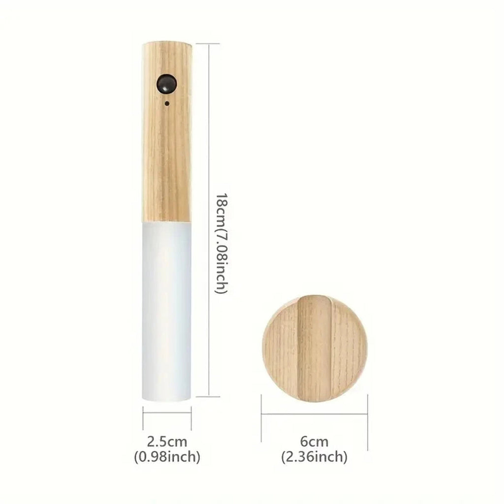 Rechargeable Motion Sensor Night Light – Magnetic Wooden Wall Lamp