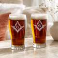 Freemasonic Beer Glass Laser Engraved Square & Compass  Freemason Gift