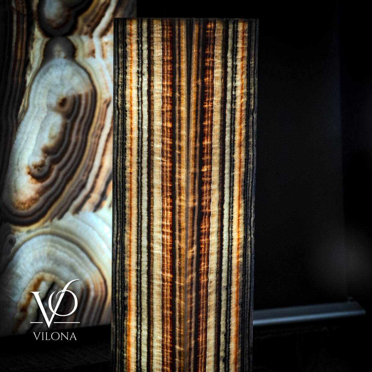 Tangerine Onyx Floor Lamp - Large - 63"H x 12"W - Square - #1